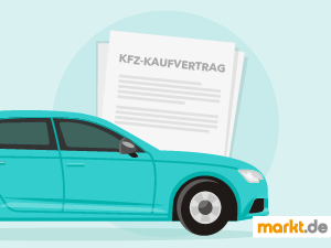 Hier gibt es Tipps, was beim Kauf oder Verkauf eines Fahrzeuges zu beachten ist. Grafik KFZ Kaufvertrag