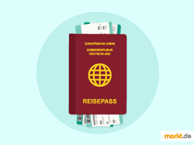 Für den Reisepass benötigt man ein biometrisches Passbild. Grafik Roter Reisepass